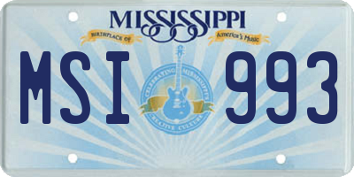 MS license plate MSI993