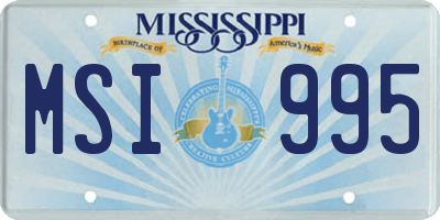 MS license plate MSI995