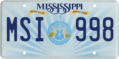 MS license plate MSI998