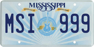 MS license plate MSI999