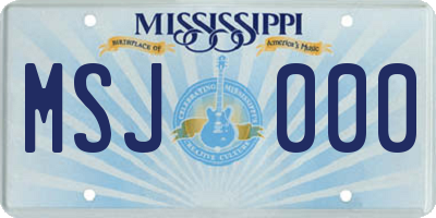 MS license plate MSJ000