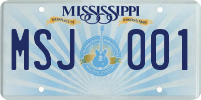 MS license plate MSJ001