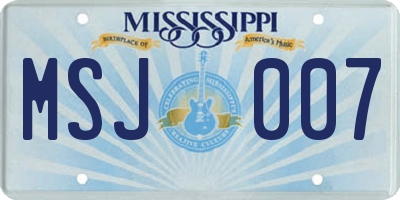 MS license plate MSJ007
