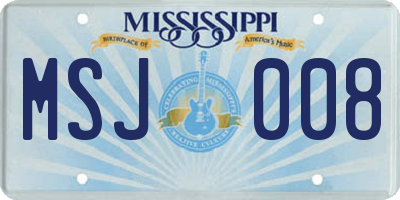 MS license plate MSJ008