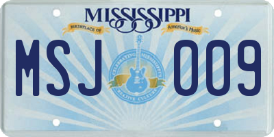 MS license plate MSJ009