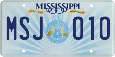 MS license plate MSJ010