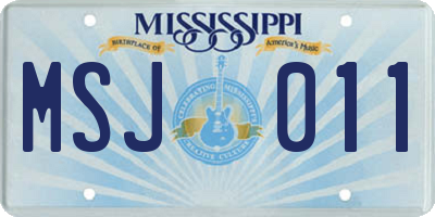 MS license plate MSJ011