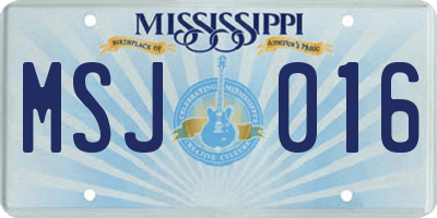MS license plate MSJ016