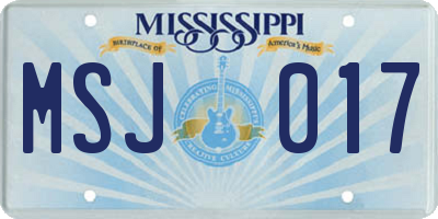 MS license plate MSJ017