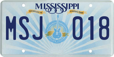 MS license plate MSJ018