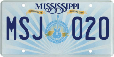 MS license plate MSJ020