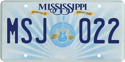 MS license plate MSJ022