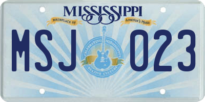 MS license plate MSJ023