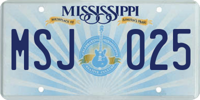 MS license plate MSJ025