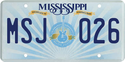 MS license plate MSJ026