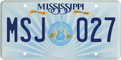 MS license plate MSJ027