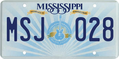 MS license plate MSJ028