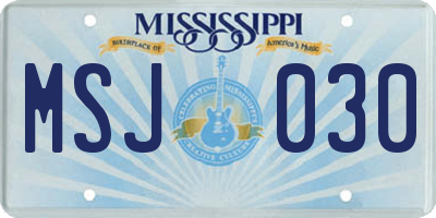 MS license plate MSJ030