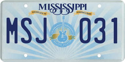 MS license plate MSJ031