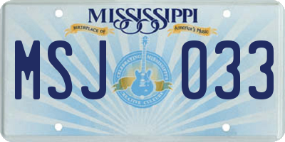 MS license plate MSJ033