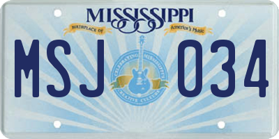 MS license plate MSJ034