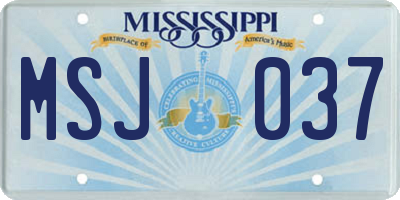 MS license plate MSJ037