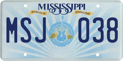 MS license plate MSJ038