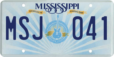 MS license plate MSJ041