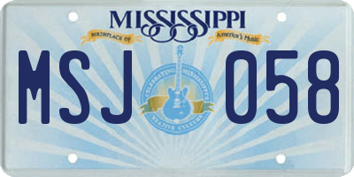 MS license plate MSJ058