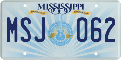 MS license plate MSJ062