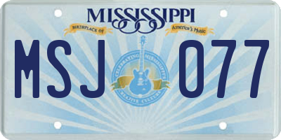 MS license plate MSJ077