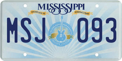 MS license plate MSJ093