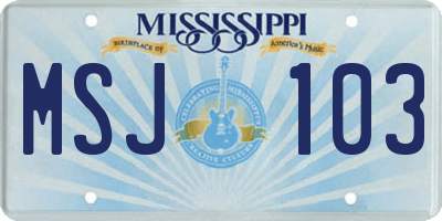 MS license plate MSJ103
