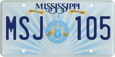 MS license plate MSJ105