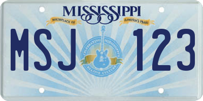 MS license plate MSJ123