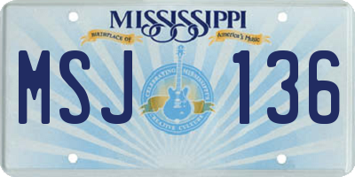 MS license plate MSJ136
