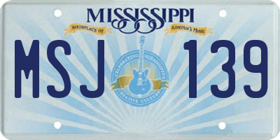 MS license plate MSJ139