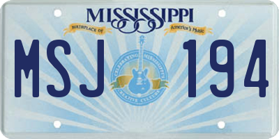 MS license plate MSJ194