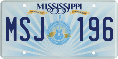 MS license plate MSJ196