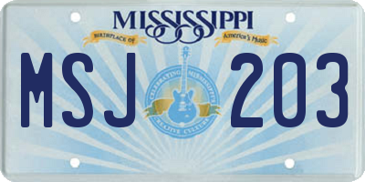 MS license plate MSJ203