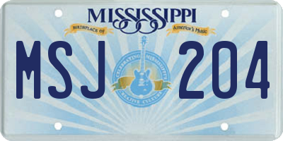 MS license plate MSJ204