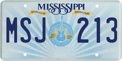 MS license plate MSJ213