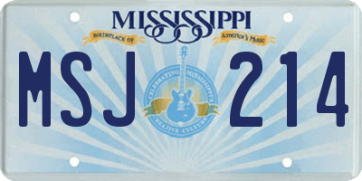 MS license plate MSJ214