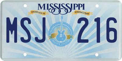 MS license plate MSJ216