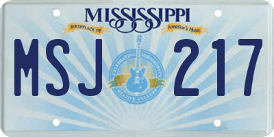 MS license plate MSJ217