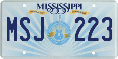 MS license plate MSJ223