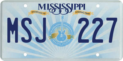 MS license plate MSJ227