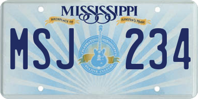 MS license plate MSJ234