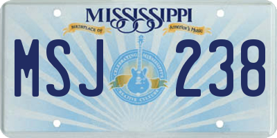 MS license plate MSJ238