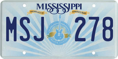 MS license plate MSJ278